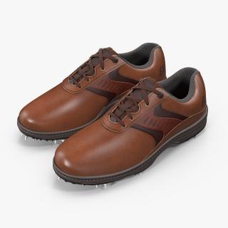 Footjoy Mens Contour Plain Toe Saddle Brown Golf Shoes 3D model