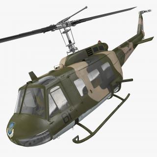 3D model Bell UH-1 Iroquois Camo Rigged