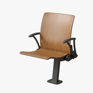 3D Auditorium Chair Dark Wood