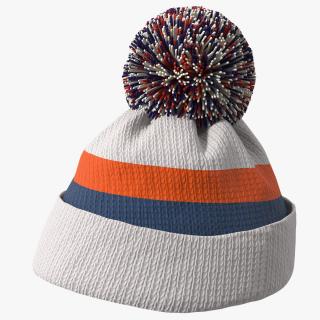 3D Winter Hat With Pompom White model