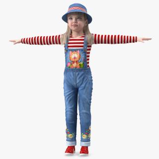 3D model Child Girl Street Style T-pose