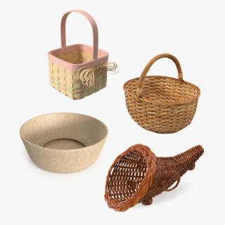 Wicker Baskets Collection 2 3D