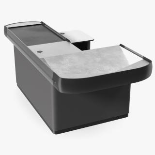 3D Large Retail Checkout Counter Grey Rigged