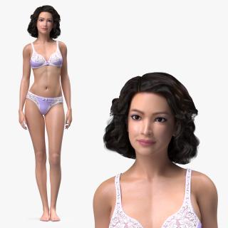 3D Asian Woman in Lingerie model