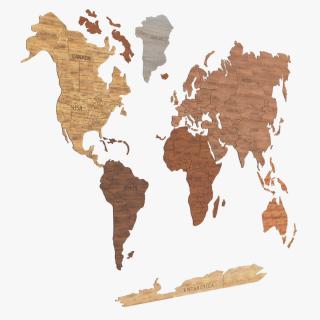 Wood Created World Map 3D