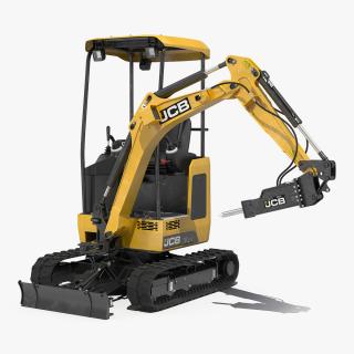 3D Mini Excavator JCB with Breaker Rigged model