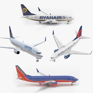 3D Boeing 737 Rigged Collection model