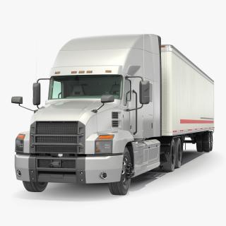 Semi Truck with Trailer Generic Simple Interior 3D