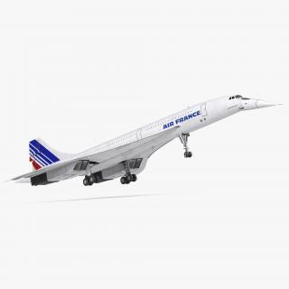 3D model Concorde Supersonic Passenger Jet Airliner Air France Rigged