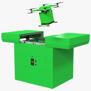 3D model Delivery Drone Station with Quadcopter Rigged