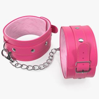 Pink Leather Wrist Cuffs 3D model