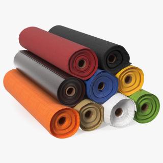 3D model Pile of Differently Colored Fabric Rolls