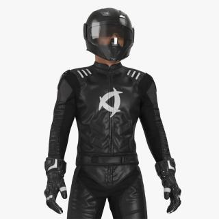 3D Motorcycle Rider in Protective Riding Gear Standing 2 model