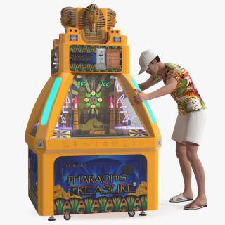 3D Pharaohs Treasure Coin Pusher and Man on Holiday model