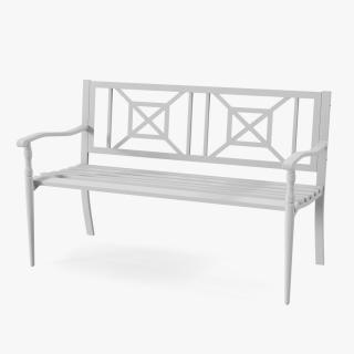 Metal Park Bench White 3D