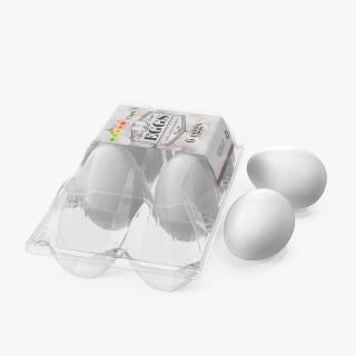 3D Pack of White Eggs in Transparent Container model