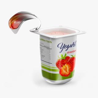 3D Yogurt Cup Strawberry Open Mockup model