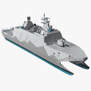 3D Catamaran Stealth Corvette Ship