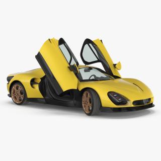 Luxurious Supercar Coupe Yellow Rigged for Maya 3D