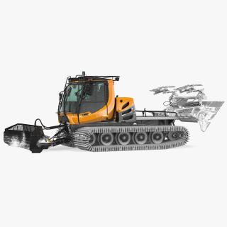 3D Snowy Groomer Snowcat Rigged model