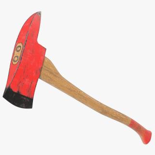 3D model Pickhead Fire Axe with Wooden Handle Old