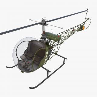 Light Helicopter Bell 47 Millitary 3D model