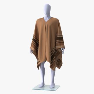 3D Brown Striped Poncho on Mannequin model