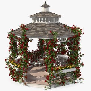 3D Gazebo Covered with Red Rose model