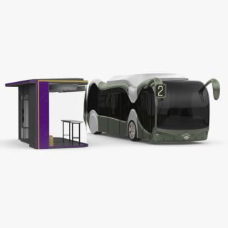 Futuristic Electric Bus at a Smart Stop 3D model