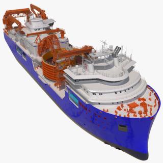 3D Cable Layer Vessel Blue model