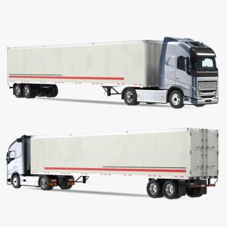 3D model Cabover 4x2 Lorry with Trailer