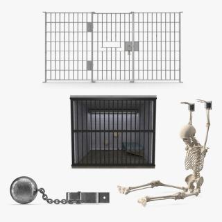 Prison Space with Male Skeleton Collection 3D