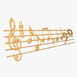3D Golden Music Stave and Notes model
