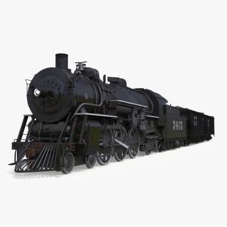 Steam Engine with Covered Hopper Cars 3D