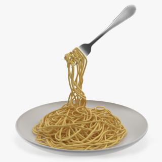 3D Cooked Spaghetti with Fork