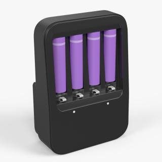 AA and AAA Battery Charger Black with Batteries 3D