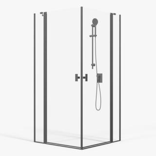 3D Glass Shower Cubicle Black