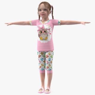 3D Child Girl Home Style Rigged model