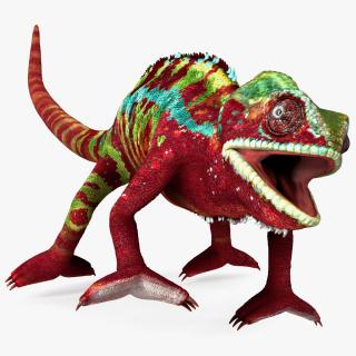 Chameleon Red Rigged for Maya 3D model