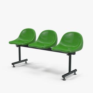 3D model Plastic Chairs Row of 3 Seater