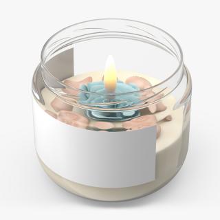 Glass Jar Candle Fire Burns 3D