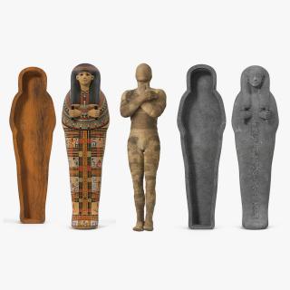 Mummy with Egyptian Sarcophagus Collection 3D