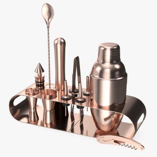 Bartender Kit 12 Piece Copper 3D model