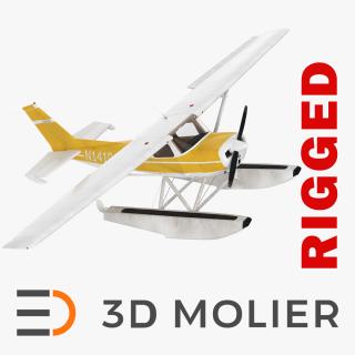 3D Cessna 150 Seaplane on Floats Rigged