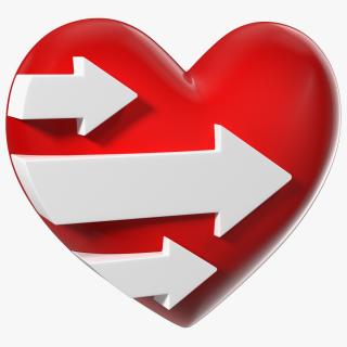 3D Heart with Arrow pointing Right