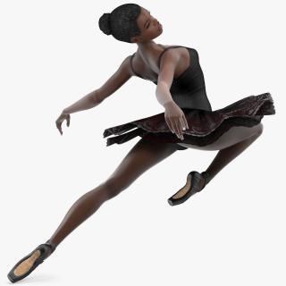 3D Dark Skinned Black Ballerina Jump Pose model