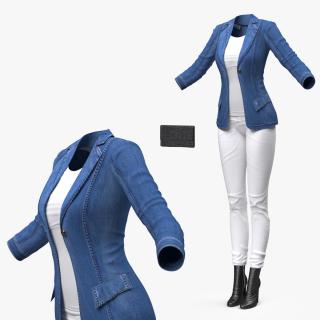 Womens Urban Style Clothes with Denim Jacket 3D model