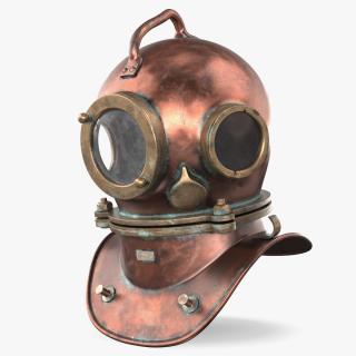 3D model Worn Copper Diving Helmet