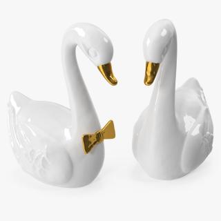 3D Porcelain Swans Decorative Figurines