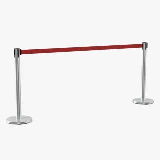 Stanchion Belt Barriers Red 3D